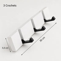 Porte-manteau mural bois et aluminium pliable - naturel ou blanc, 3 à 5 crochets