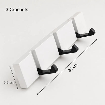 Porte-manteau mural bois et aluminium pliable - naturel ou blanc, 3 à 5 crochets