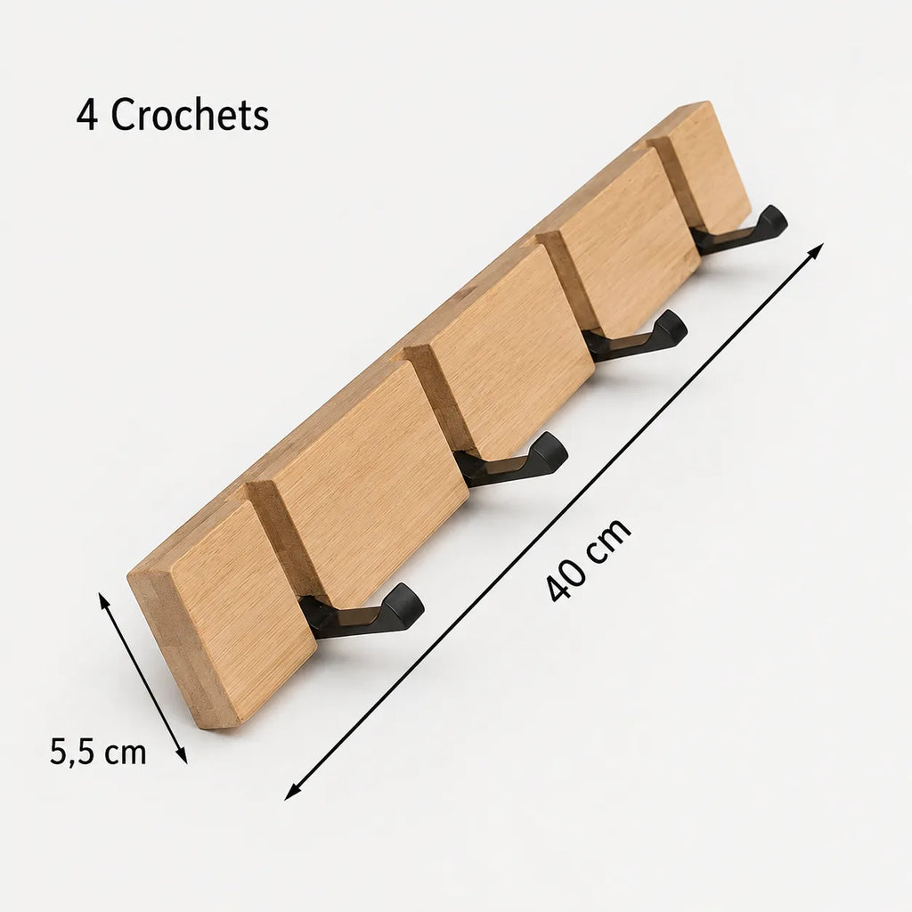 Wandgarderobe Holz und Aluminium klappbar - natur oder weiß, 3 bis 5 Haken