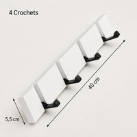Porte-manteau mural bois et aluminium pliable - naturel ou blanc, 3 à 5 crochets