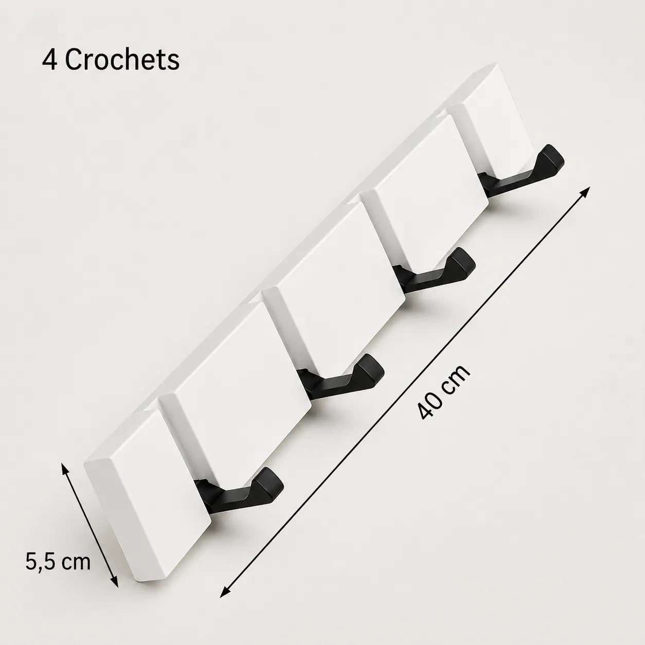 Porte-manteau mural bois et aluminium pliable - naturel ou blanc, 3 à 5 crochets