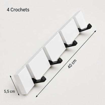 Porte-manteau mural bois et aluminium pliable - naturel ou blanc, 3 à 5 crochets