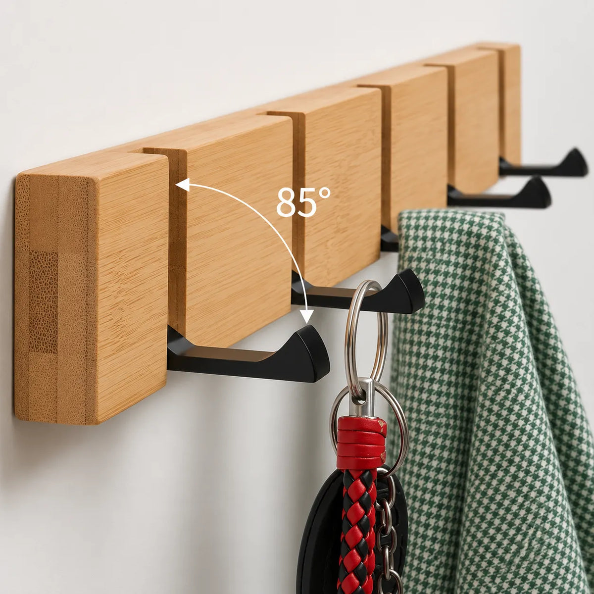 Wandgarderobe Holz und Aluminium klappbar - natur oder weiß, 3 bis 5 Haken