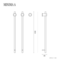 Dimensions sèche-serviette Aéraly MINIMA version A, plan coté en mm