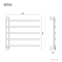 Dimensions sèche-serviette Aéraly SENSO, plan coté en mm