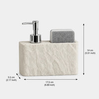 PLUVENA - 2-in-1 Soap Dispenser with Sponge Holder, Stone Effect Resin