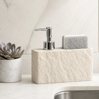 PLUVENA - 2-in-1 Soap Dispenser with Sponge Holder, Stone Effect Resin