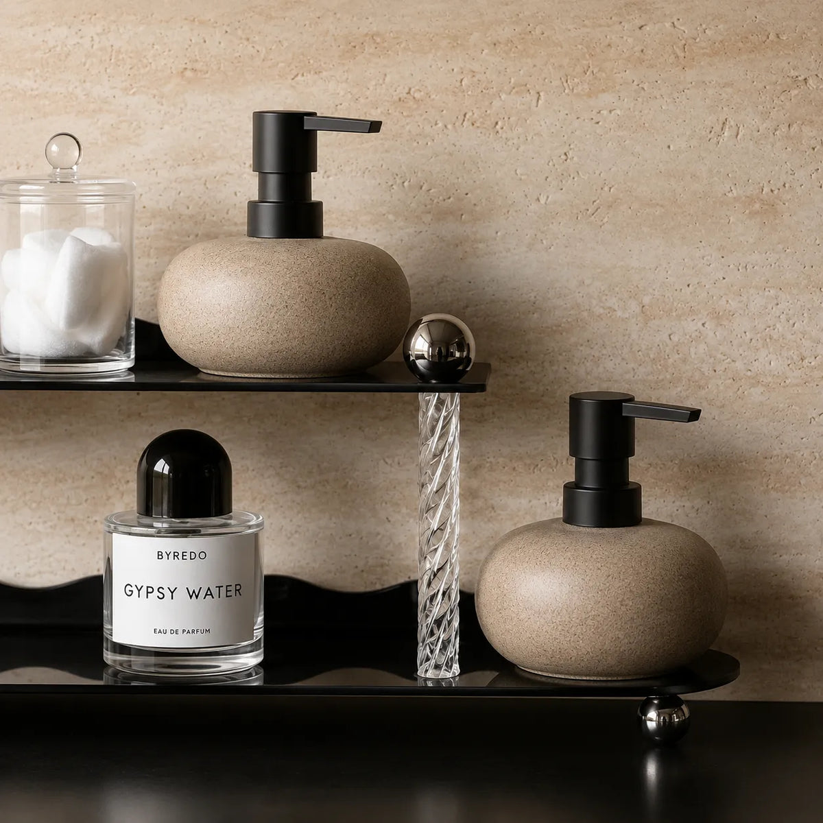 SOBRINA - Distributeur de Savon Céramique Mate Rechargeable, 350ml