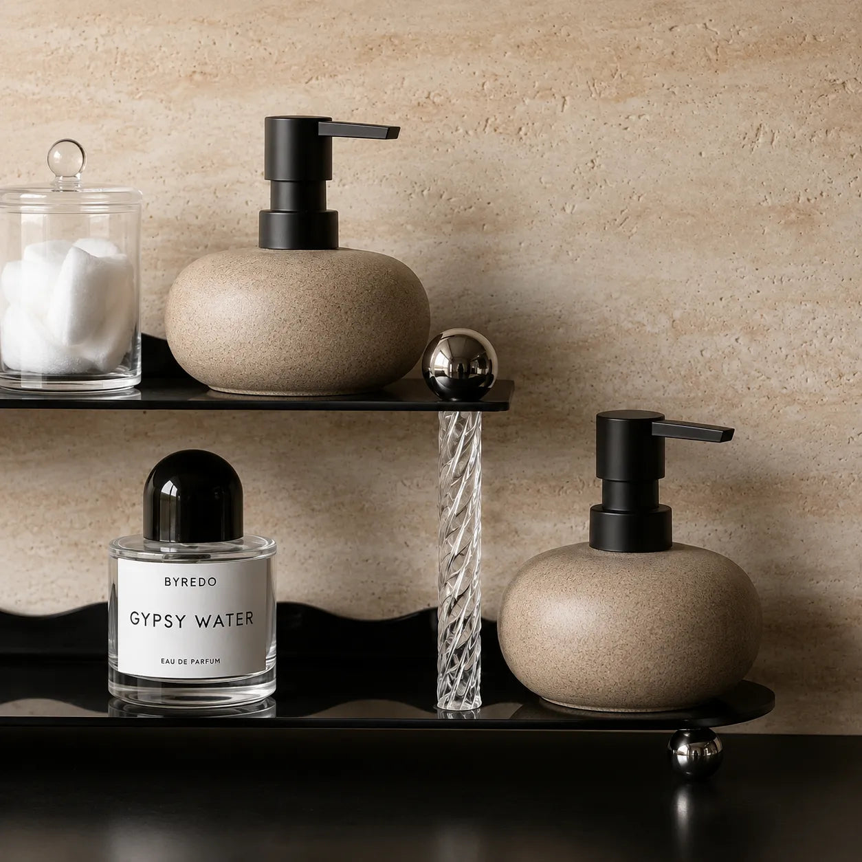 SOBRINA - Distributeur de Savon Céramique Mate Rechargeable, 350ml