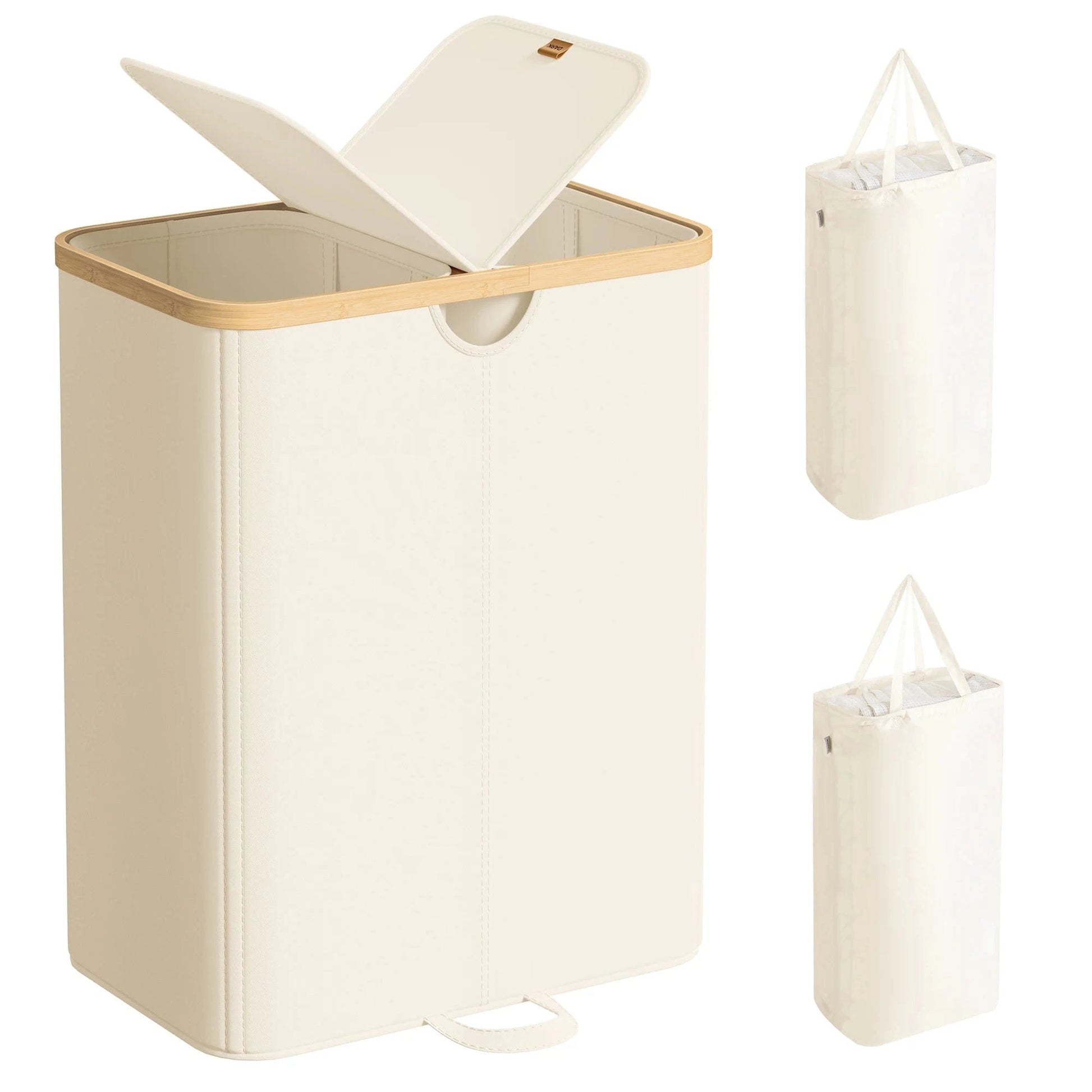 Double panier à linge 150L avec couvercle 150 L / Beige