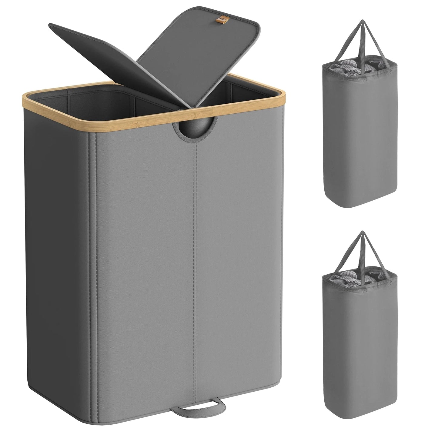 Double panier à linge 150L avec couvercle 150 L / Gris