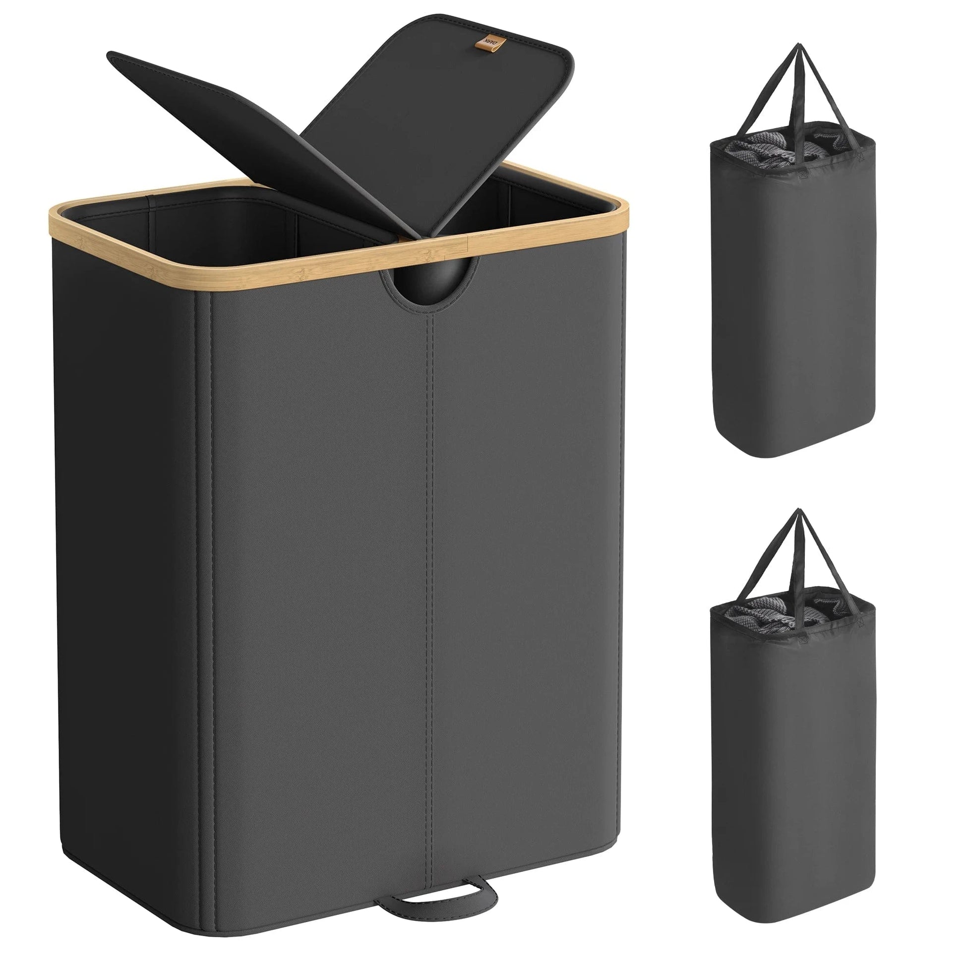 Double panier à linge 150L avec couvercle 150 L / Noir