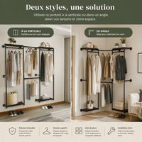 Industrial Wall-Mounted Garment Rack with Shelves - Optimize Your Space with Style