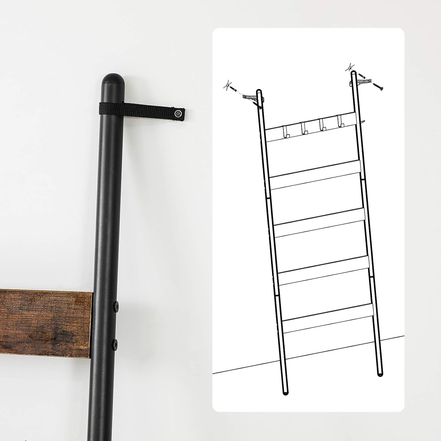 Échelle en bois porte-serviettes – Design industriel élégant Bois