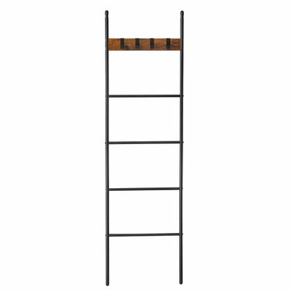 Échelle porte-serviettes industrielle – design bois et métal Noir