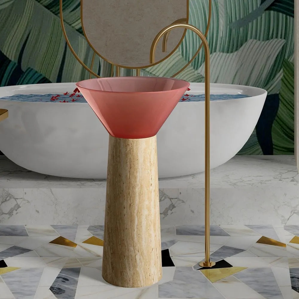 ONDA PIERRE - Vasque totem sur pied sculptural