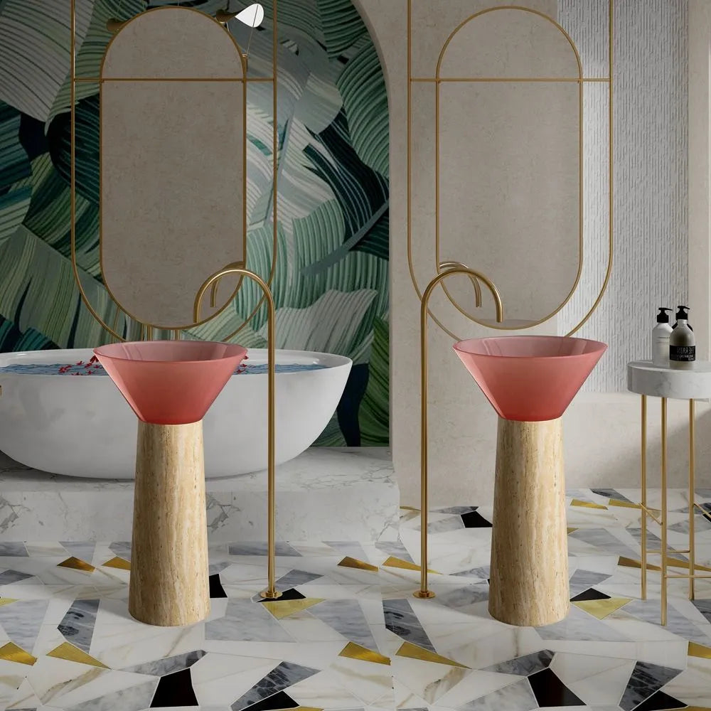 ONDA PIERRE - Vasque totem sur pied sculptural