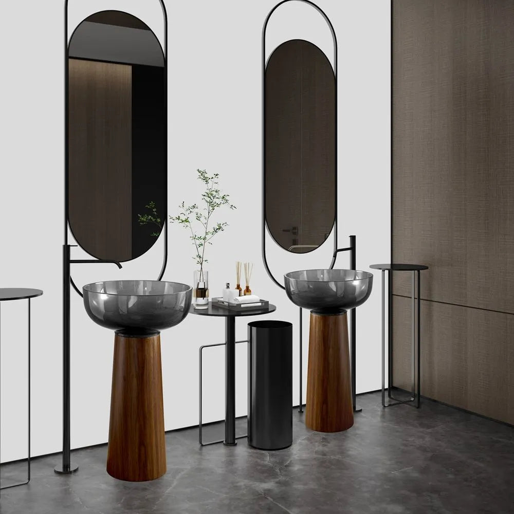 ELARA BOIS - Vasque totem ronde sur pied
