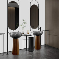 ELARA BOIS - Vasque totem ronde sur pied