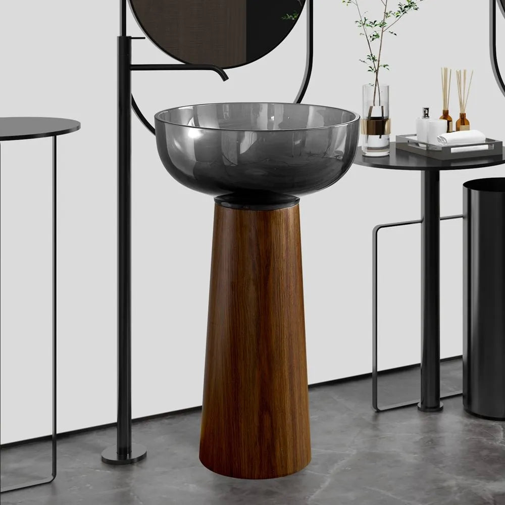 ELARA BOIS - Vasque totem ronde sur pied