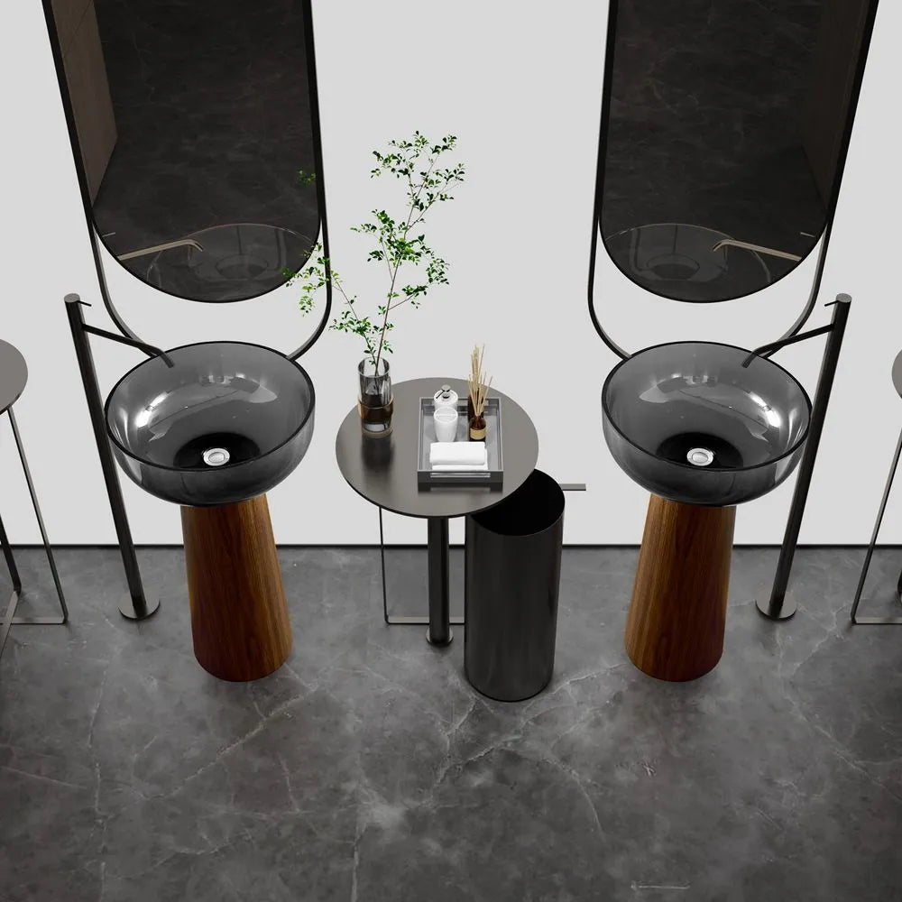 ELARA BOIS - Vasque totem ronde sur pied