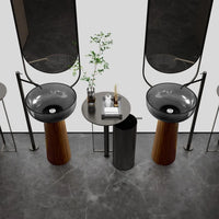 ELARA BOIS - Vasque totem ronde sur pied