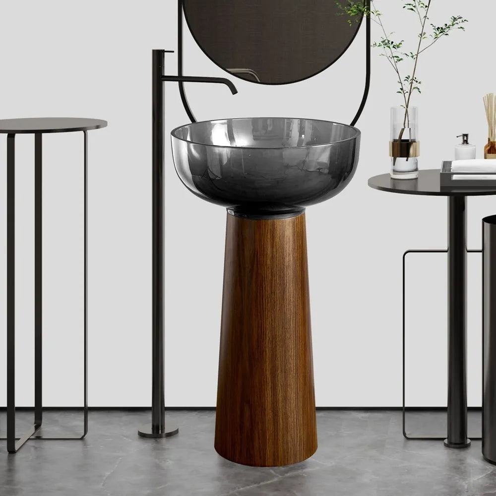 ELARA BOIS - Vasque totem ronde sur pied