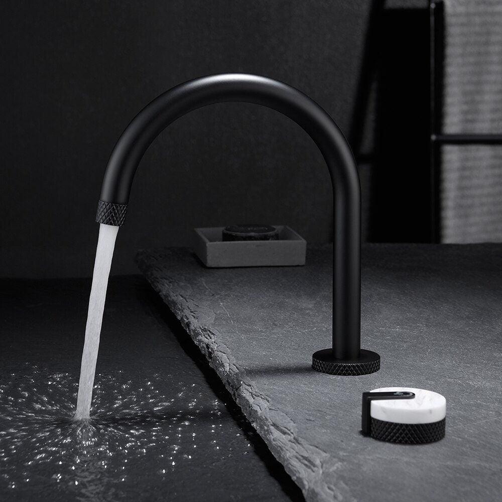 Sodalite Mitigeur de Lavabo Artisanal, Molettes en Marbre