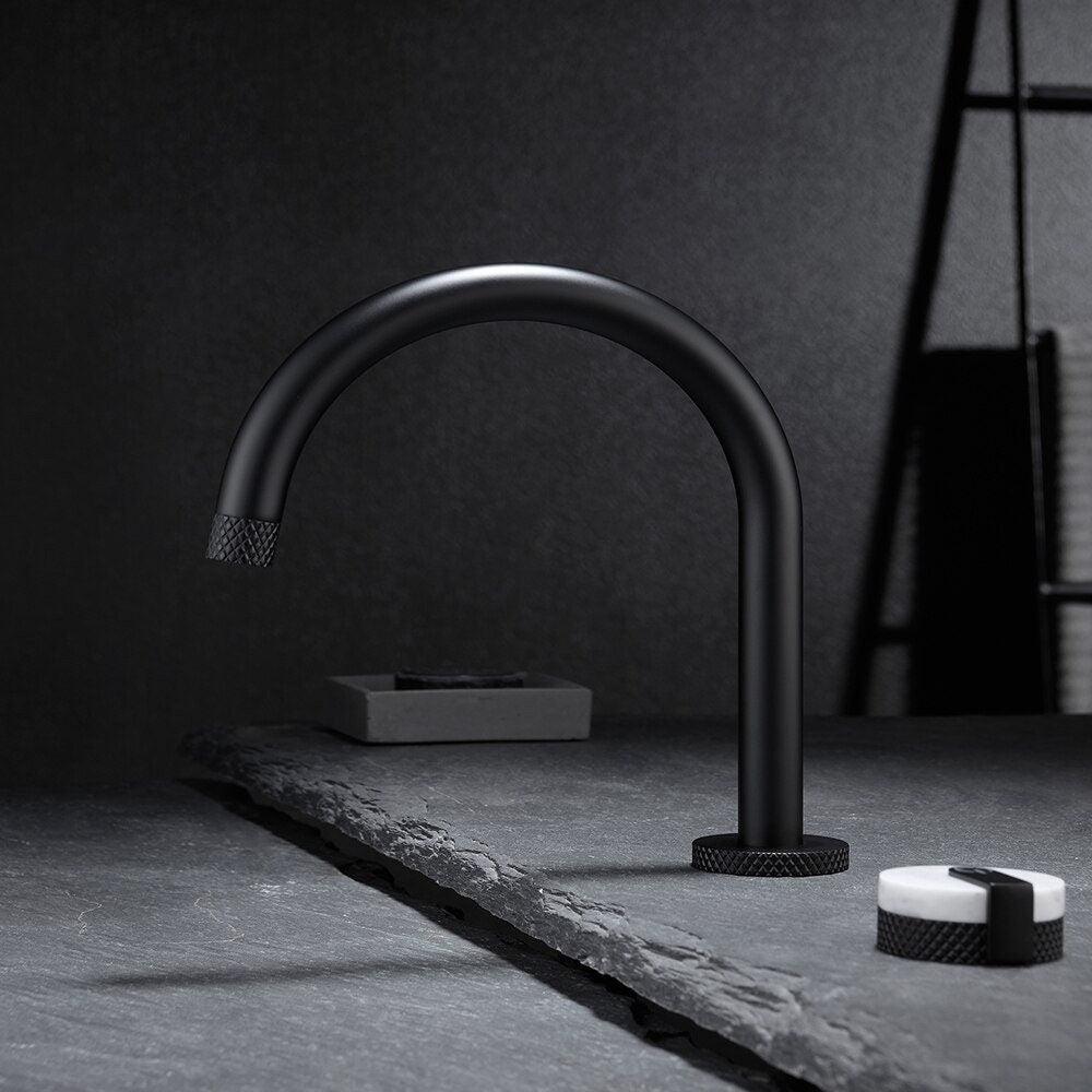 Sodalite Mitigeur de Lavabo Artisanal, Molettes en Marbre