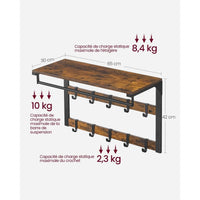 Étagère porte manteau murale 3-en-1 en métal et bois - Aéraly