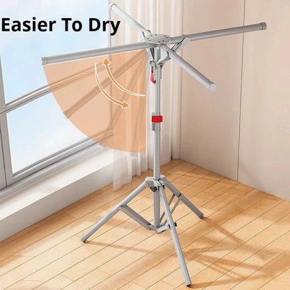 MOD Foldable Clothes Drying Rack Thickened Floor Standing Swivel Laundry Rack Portable Space Saving Clothes Dryer for Balcony