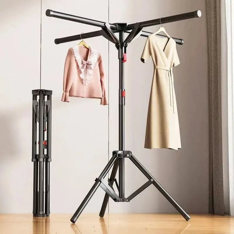 MOD Foldable Clothes Drying Rack Thickened Floor Standing Swivel Laundry Rack Portable Space Saving Clothes Dryer for Balcony