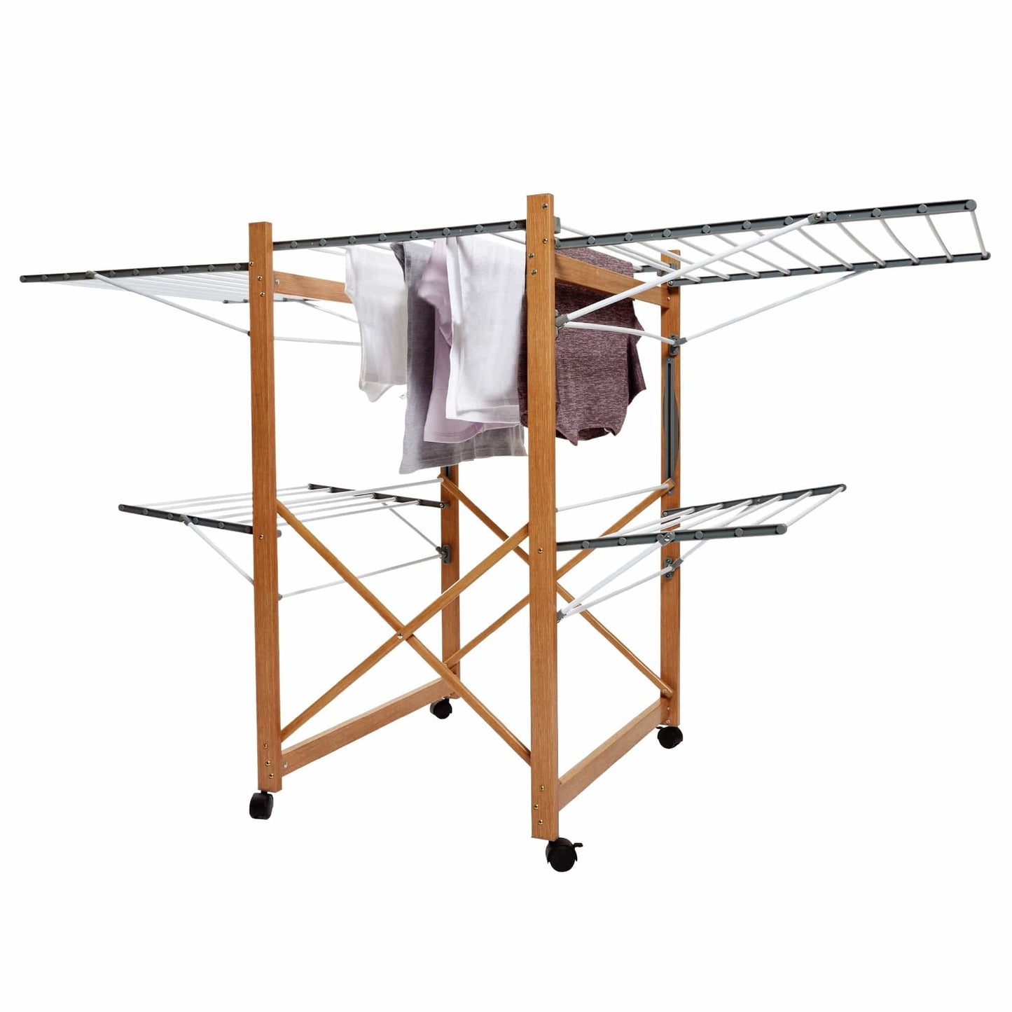 Etendoir à linge en bois : un must-have pour un séchage efficace et écologique Blanc/Gris