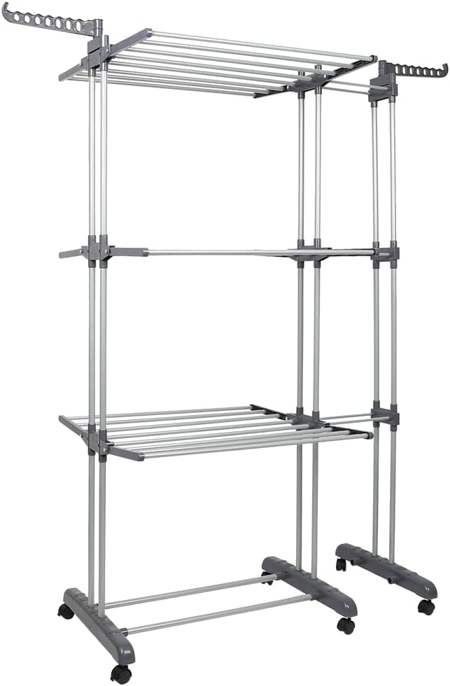 Étendoir à linge extensible – grande capacité, robuste et pliable  Gris