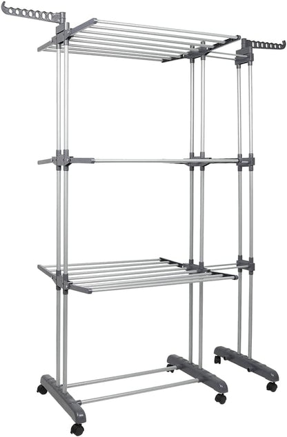 Étendoir à linge extensible – grande capacité, robuste et pliable  Gris