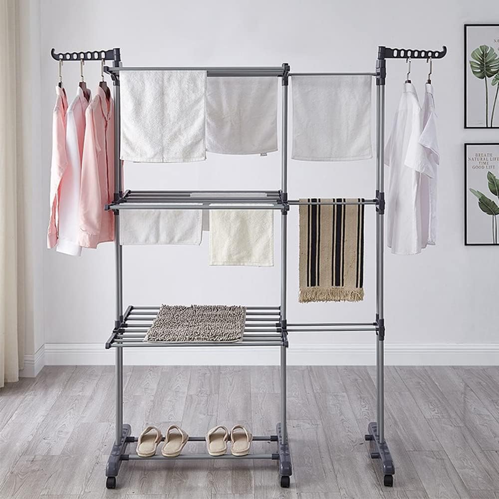 Étendoir à linge extensible – grande capacité, robuste et pliable  Gris