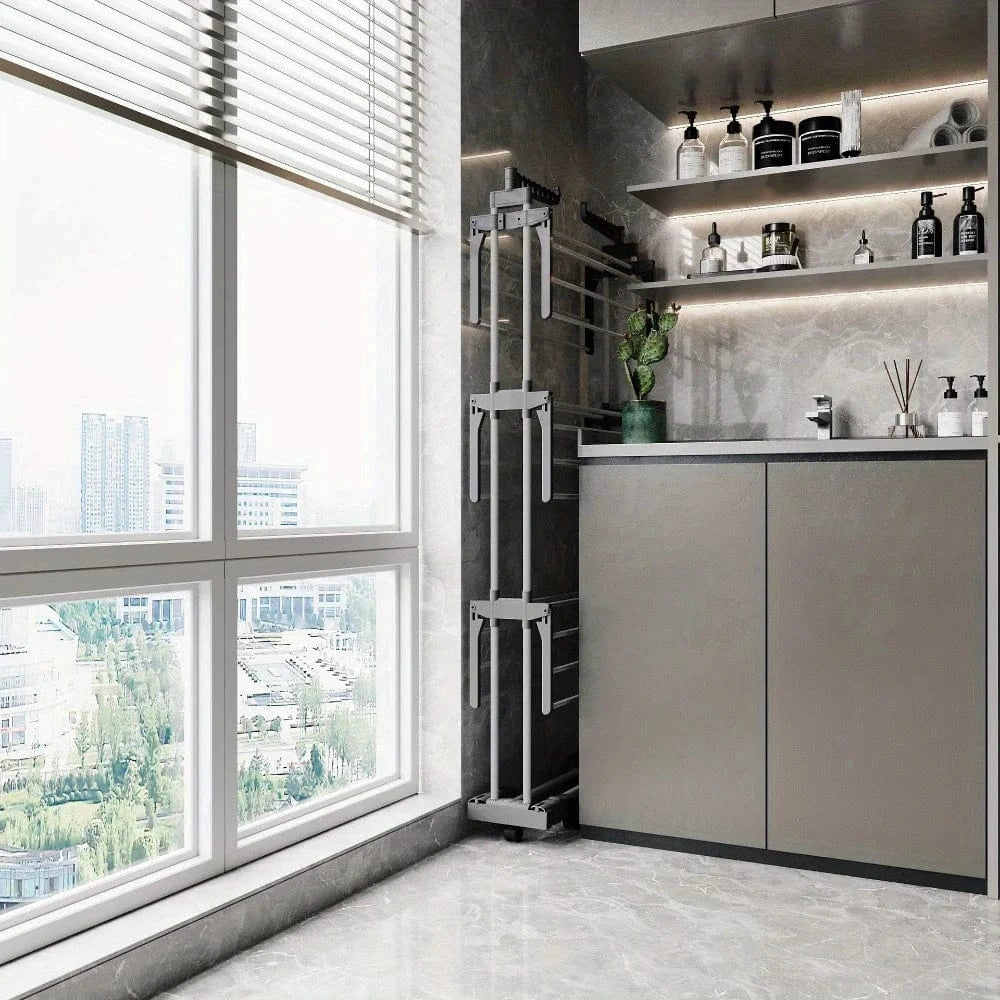 Étendoir à linge extensible – grande capacité, robuste et pliable  Gris