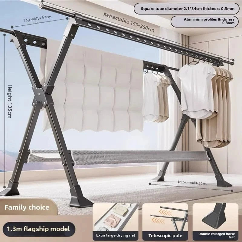 Étendoir à linge extérieur solide | Robuste et durable Télescopique  L+Nappe (150-250cm)