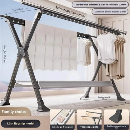 Étendoir à linge extérieur solide | Robuste et durable Télescopique S+Nappe (136-236cm)