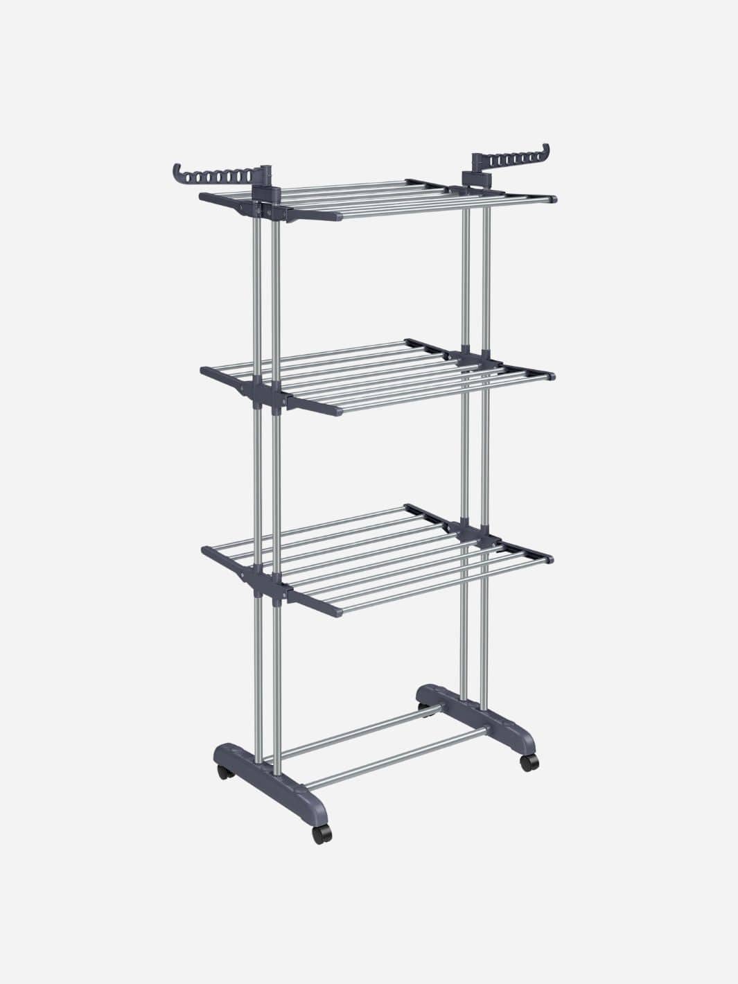 Étendoir à linge haut pliable 4 niveaux avec roulettes