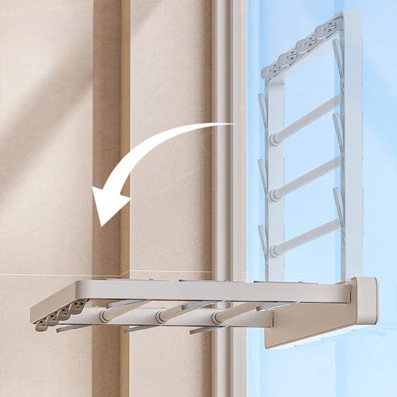 Étendoir à linge Mural pliant avec pinces intégré