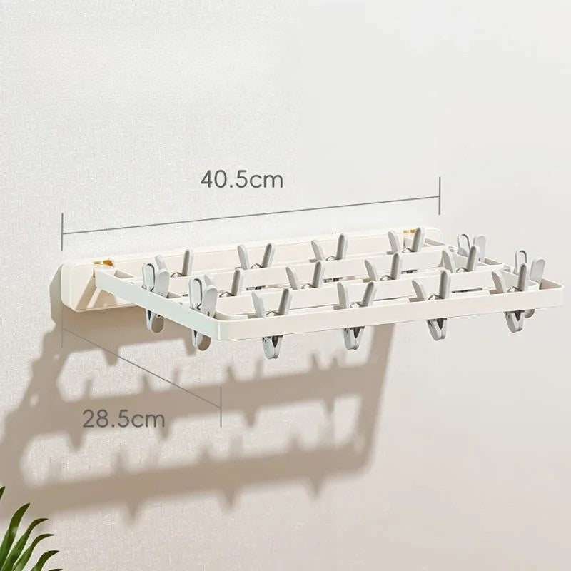 Étendoir à linge Mural pliant avec pinces intégré - Aéraly