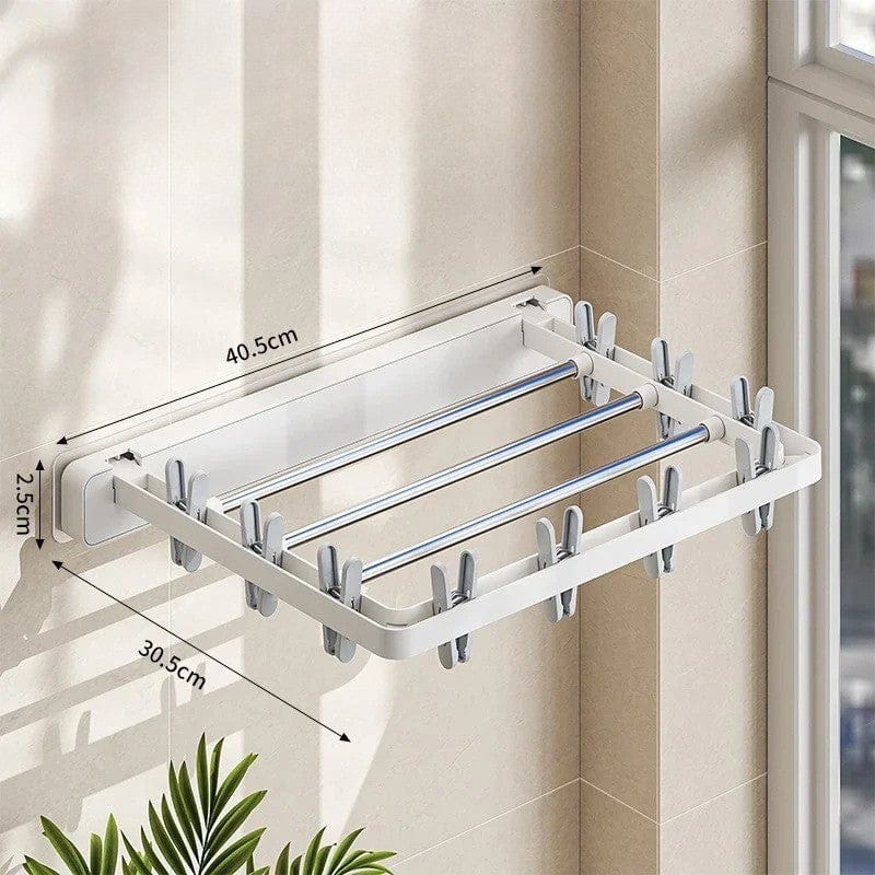 Étendoir à linge Mural pliant avec pinces intégré Métal (10 pinces)