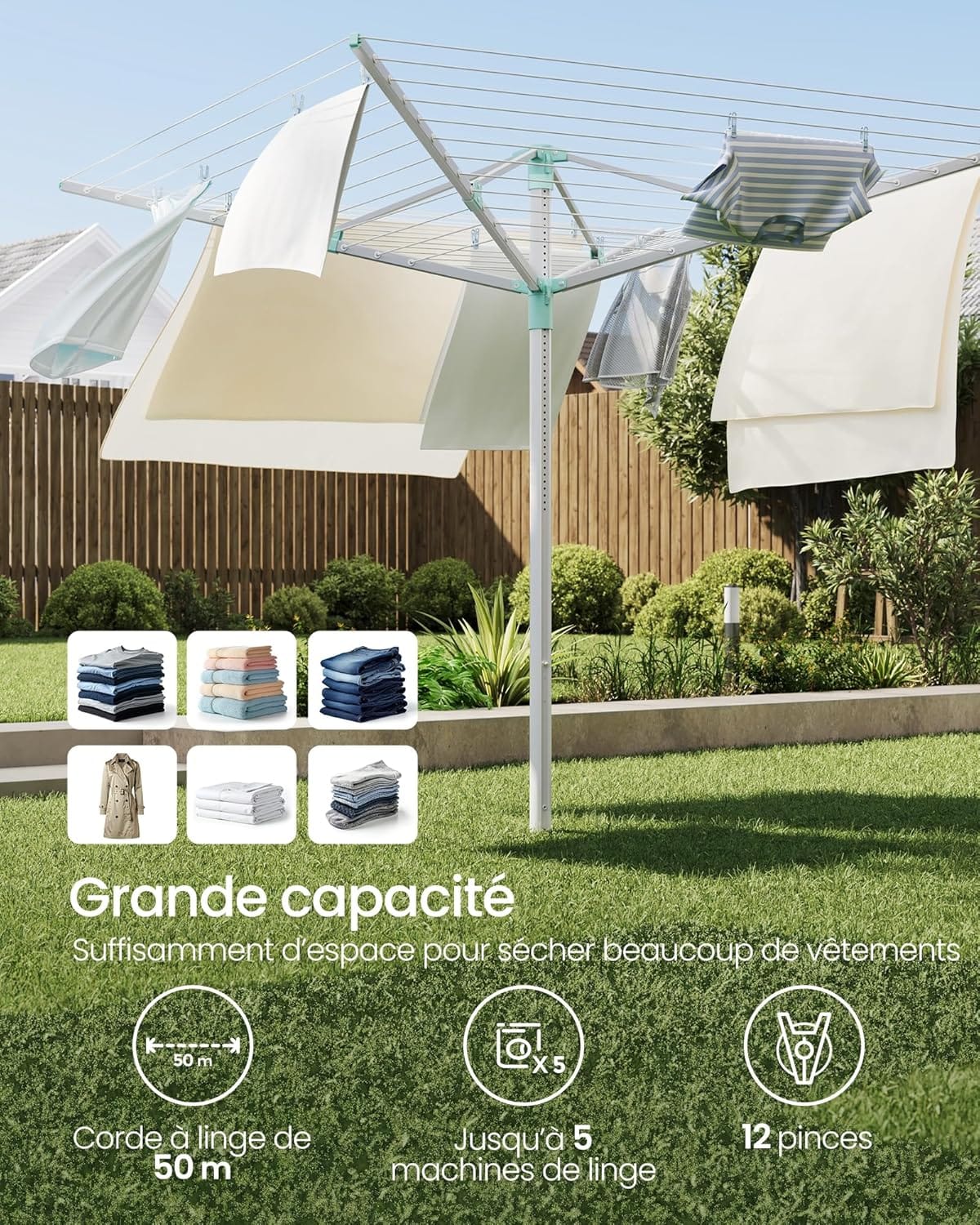 Étendoir à linge parapluie - Prêt à découvrir l'innovation ultime en matière de séchage et de rangement du linge ? Découvrez notre Étendoir à linge parapluie, une solution pratique et efficace pour prendre soin de votre linge au quotidien Vert