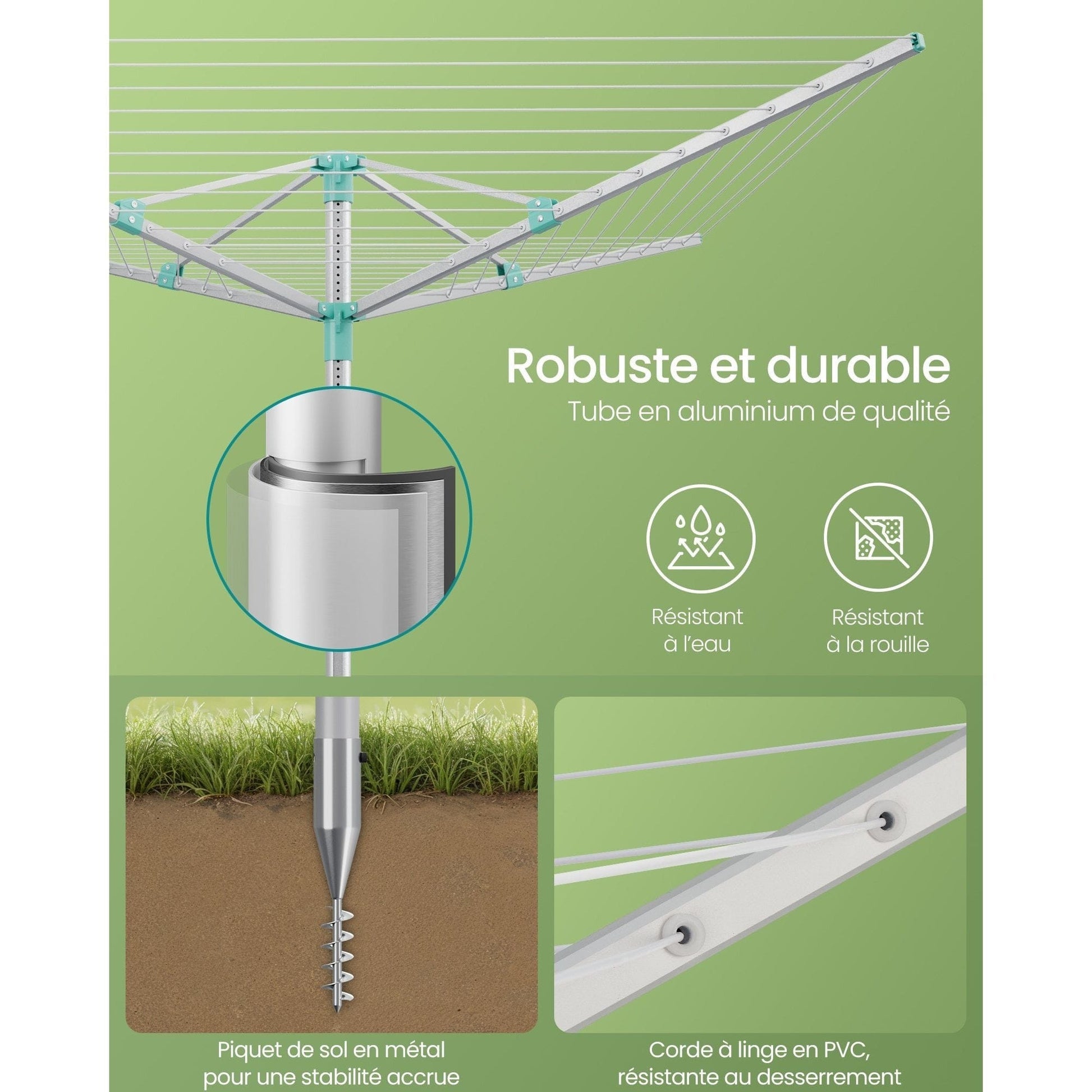 Étendoir à linge parapluie - Prêt à découvrir l'innovation ultime en matière de séchage et de rangement du linge ? Découvrez notre Étendoir à linge parapluie, une solution pratique et efficace pour prendre soin de votre linge au quotidien Vert