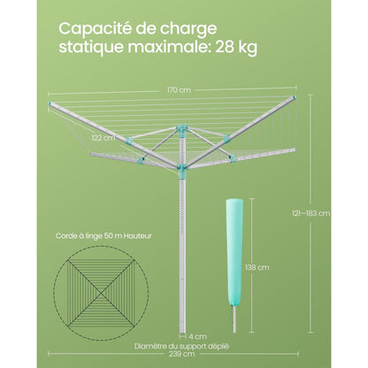 Étendoir à linge parapluie - Prêt à découvrir l'innovation ultime en matière de séchage et de rangement du linge ? Découvrez notre Étendoir à linge parapluie, une solution pratique et efficace pour prendre soin de votre linge au quotidien Vert