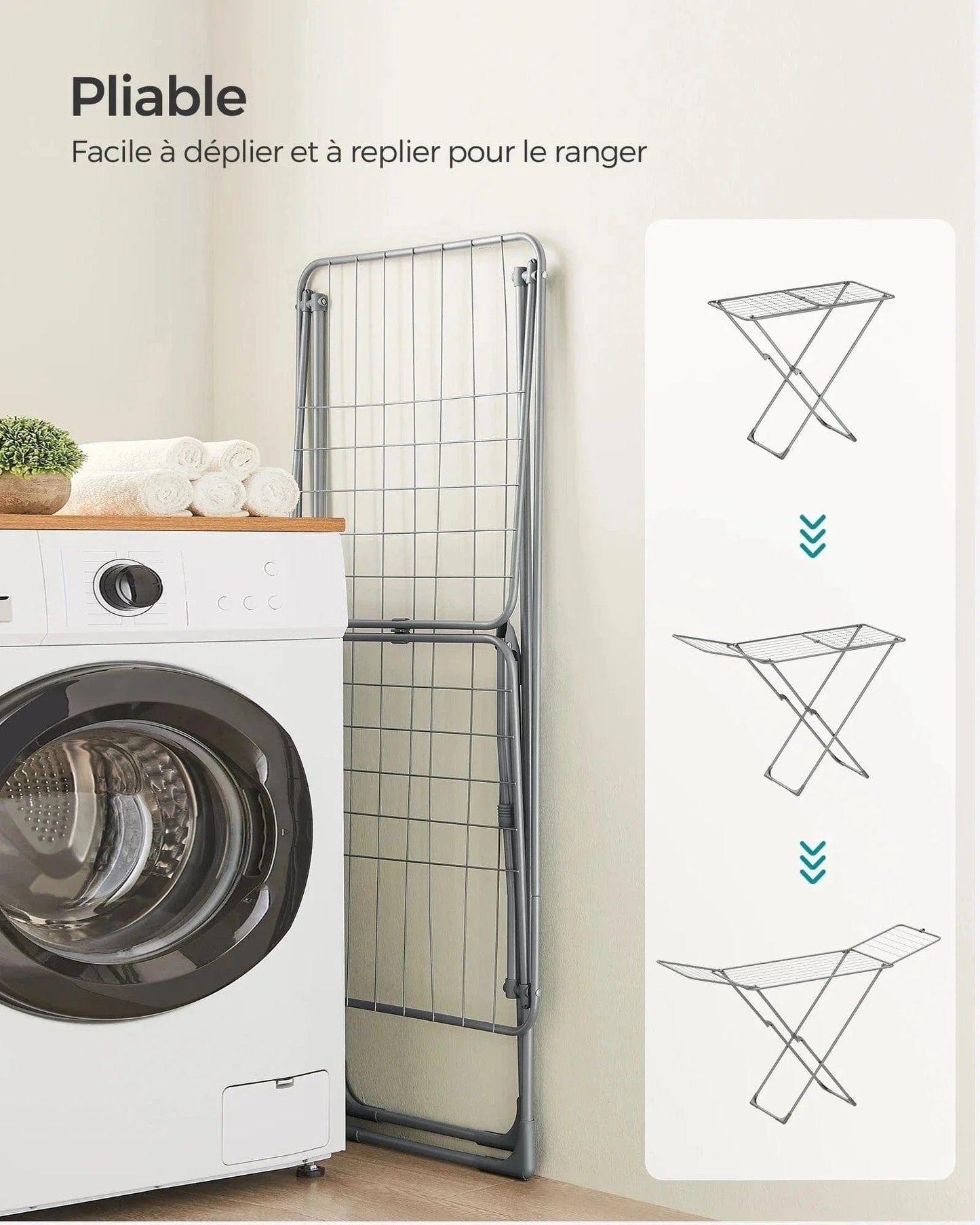 Étendoir à Linge Pliable - Gain de Place et Pratique Gris / france