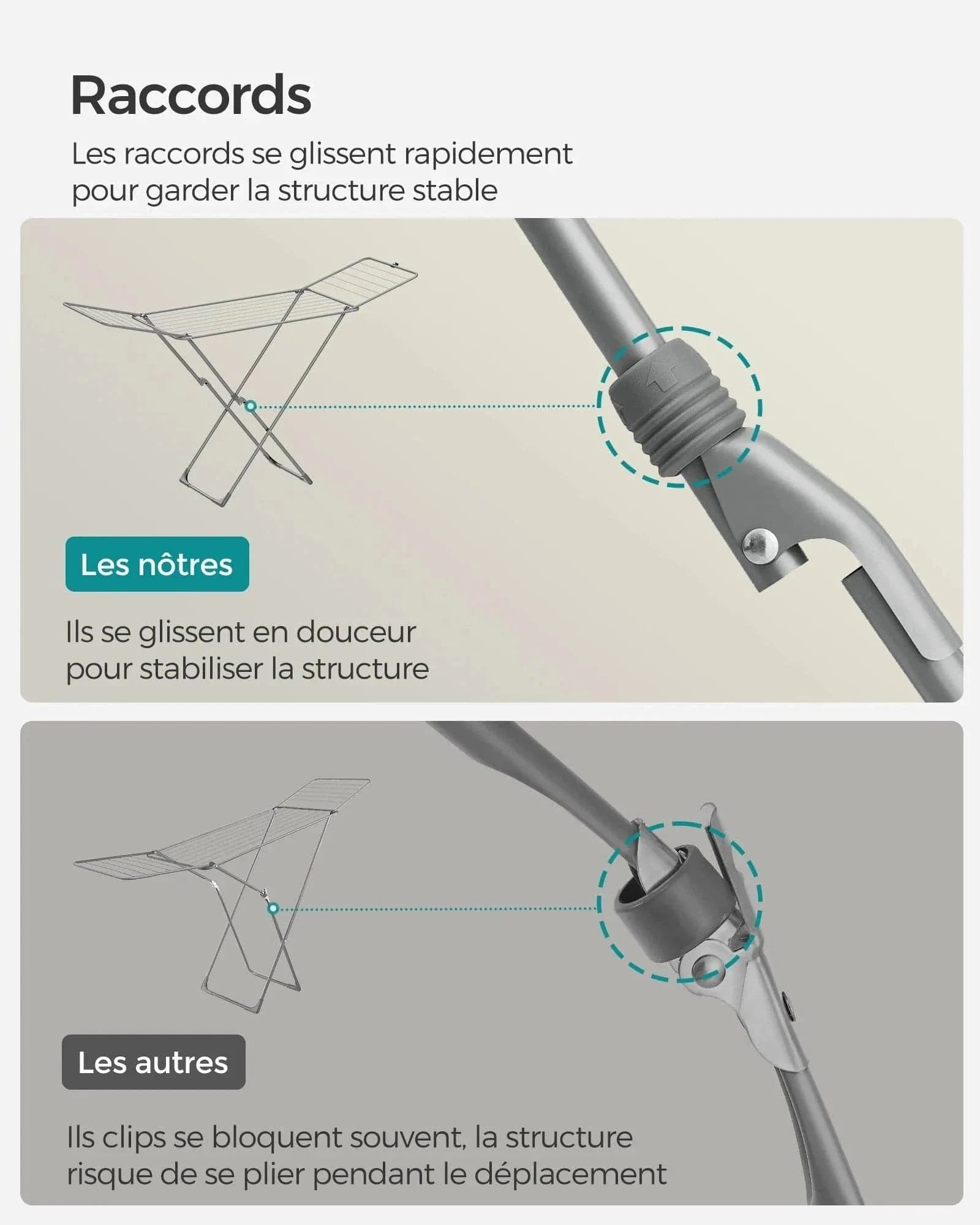 Étendoir à Linge Pliable - Gain de Place et Pratique Gris / france