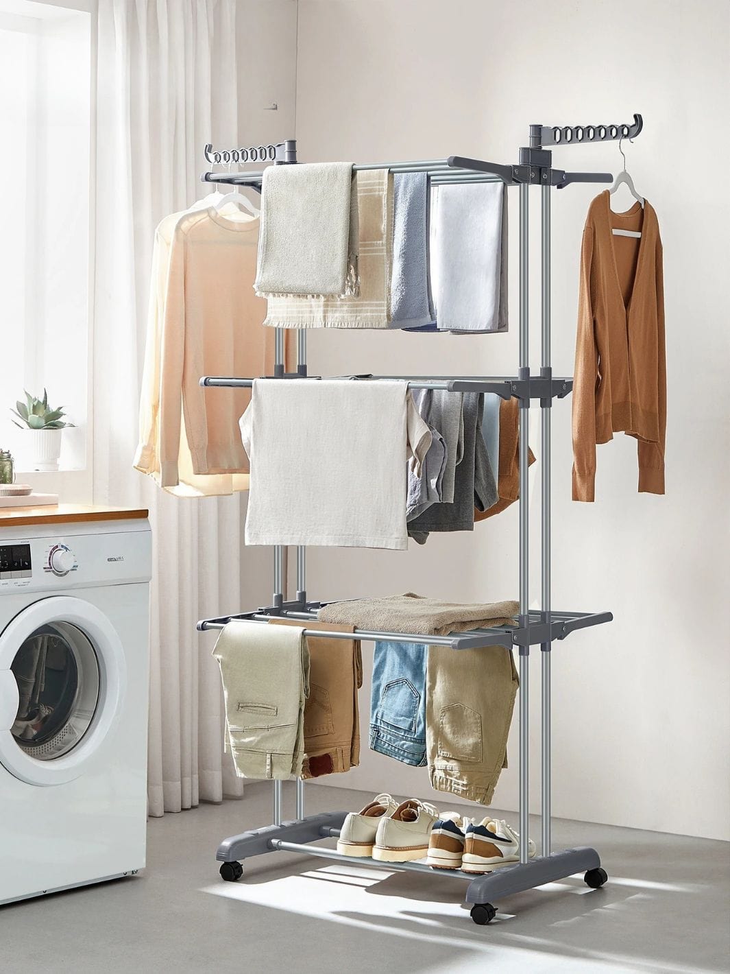 Étendoir à linge tour - grande capacité et pliable
