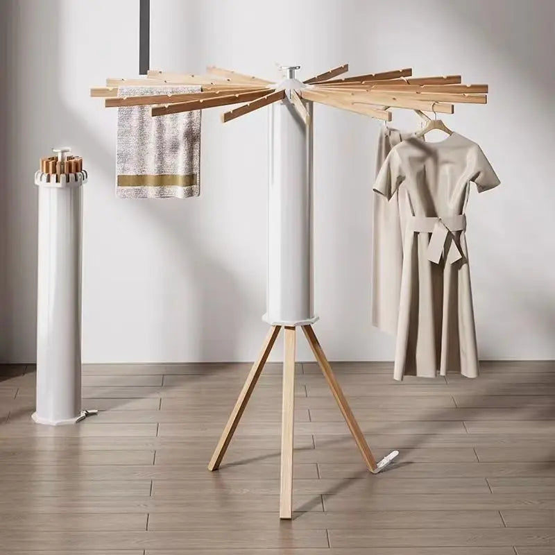 Étendoir à linge trépied pliable 40 kg – Design bois élégant - Aéraly